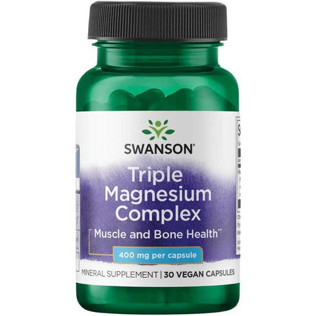 Frasco de suplemento Swanson Triple Magnesio 30 cápsulas