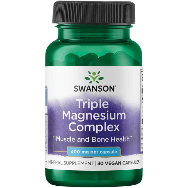 Frasco de suplemento Swanson Triple Magnesio 30 cápsulas