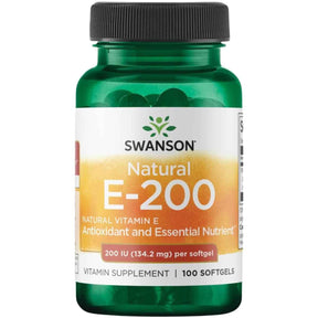 Frasco de suplemento Swanson Vitamina E 100 cápsulas blandas