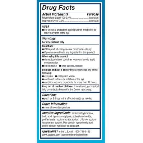 Información del producto de Systane Hydration PF gotas lubricantes para ojos