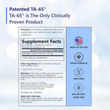 Etiqueta de T.A. Sciences TA-65 100 units con tabla del suplemento