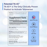 Etiqueta de T.A. Sciences TA-65 MD 250 units con tabla del suplemento
