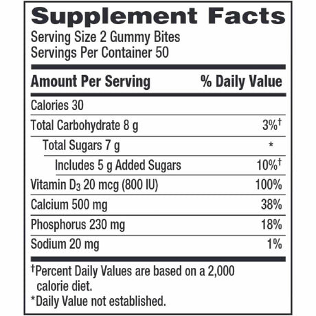 Nutrientes de Caltrate Calcio con Vitamina D3 - 100 Gomitas