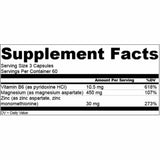 MTS Nutrition zinc magnesio b6 - 180 Cápsulas - 60 Servicios - Tabla Nutricional - Haz Tu Pedido
