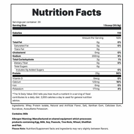Redcon1 proteina aislada de suero - Sabor Chocolate - 939 g - 30 Servicios - Tabla Nutricional - Haz Tu Pedido
