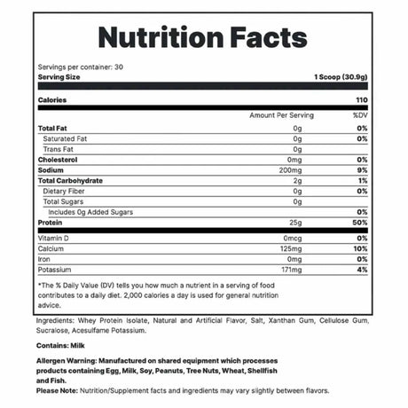 Redcon1 Isotope proteina aislada de suero - Sabor Mantequilla de cacahuete Chocolate - 1023 g - 30 Servicios - Tabla Nutricional - Haz Tu Pedido
