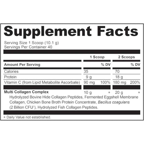 Tabla nutricional Ancient Nutrition Multi Collagen Protein 14.3 oz
