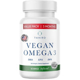 Frasco de suplemento Tahiro Omega 3 Vegano 180 cápsulas