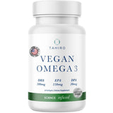 Frasco de suplemento Tahiro Omega 3 Vegano 60 cápsulas
