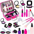 Kit TEPSMIGO de maquillaje de simulación con estuche rosa y piezas de juego.
