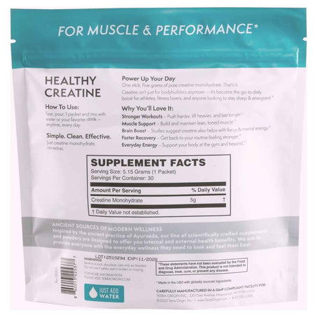 Tabla nutricional Terra Origin Creatina 30 servicios