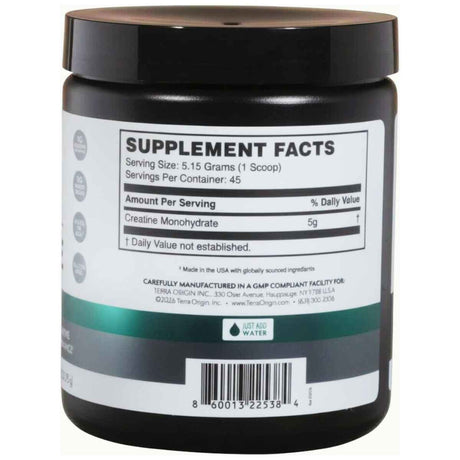 Tabla nutricional Terra Origin Creatina 45 servicios