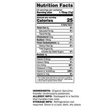 Tabla nutricional del suplemento Terrasoul Superfoods Espirulina en Polvo 170 g