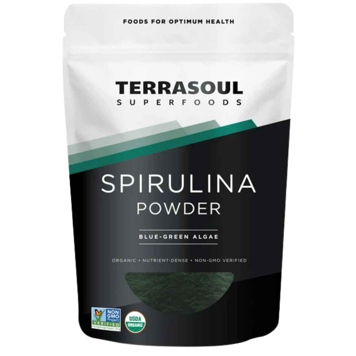 Frasco de suplemento Terrasoul Superfoods Espirulina en Polvo 170 g