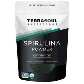 Frasco de suplemento Terrasoul Superfoods Espirulina en Polvo 170 g
