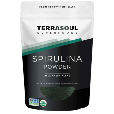 Frasco de suplemento Terrasoul Superfoods Espirulina en Polvo 170 g