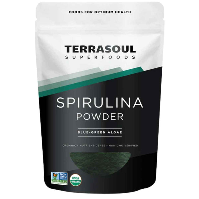 Frasco de suplemento Terrasoul Superfoods Espirulina en Polvo 170 g