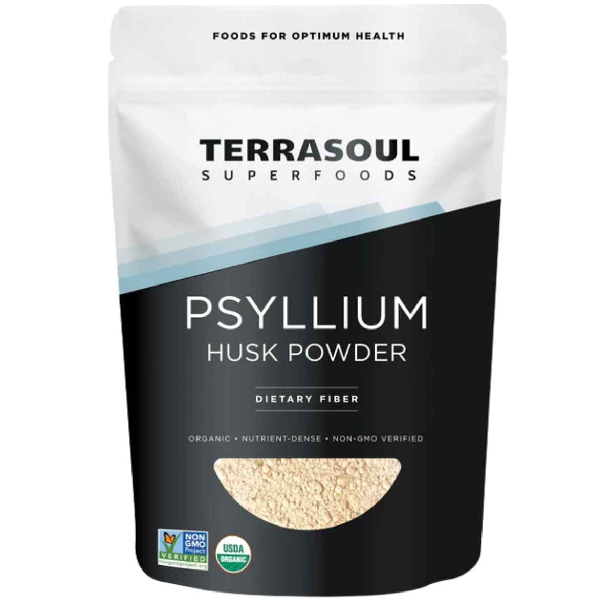 Bolsa de suplemento Terrasoul Superfoods Psyllium Husk Powder 1 lb.