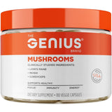Frasco de suplemento The Genius Brand Genius Mushrooms Complejo de Hongos 180 cápsulas