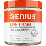Frasco de suplemento The Genius Brand Hongo Melena de León 120 Cápsulas Vegetales
