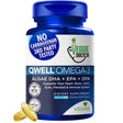 Frasco de The Veggie Doctor QWELL omega 3 vegano de algas con DHA, EPA y DPA, 60 cápsulas blandas