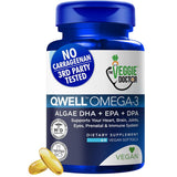 Frasco de suplemento The Veggie Doctor QWELL Omega-3 Vegano 60 cápsulas blandas