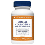 Frasco de suplemento The Vitamin Shoppe BioCell Collagen II 60 cápsulas vegetales