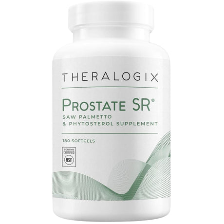 Frasco de suplemento Theralogix Soporte Masculino SR Saw Palmetto y Fitoesteroles 180 cápsulas blandas