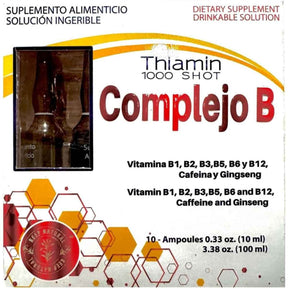 Caja del suplemento Thiamin Complejo B 1000 Shot 10 Ampollas