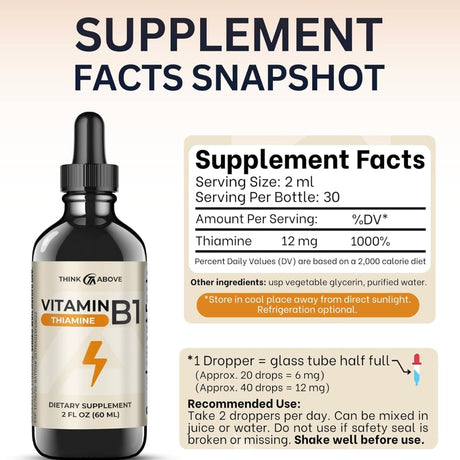 Tabla nutricional del suplemento Think Above Vitamina B1 60 ml