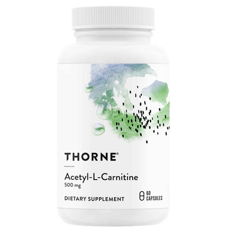 Frasco de suplemento Thorne Acetyl-L-Carnitine 60 cápsulas