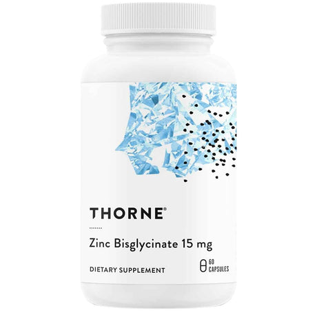 Frasco de suplemento THORNE Bisglicinato de Zinc 15 mg 60 cápsulas