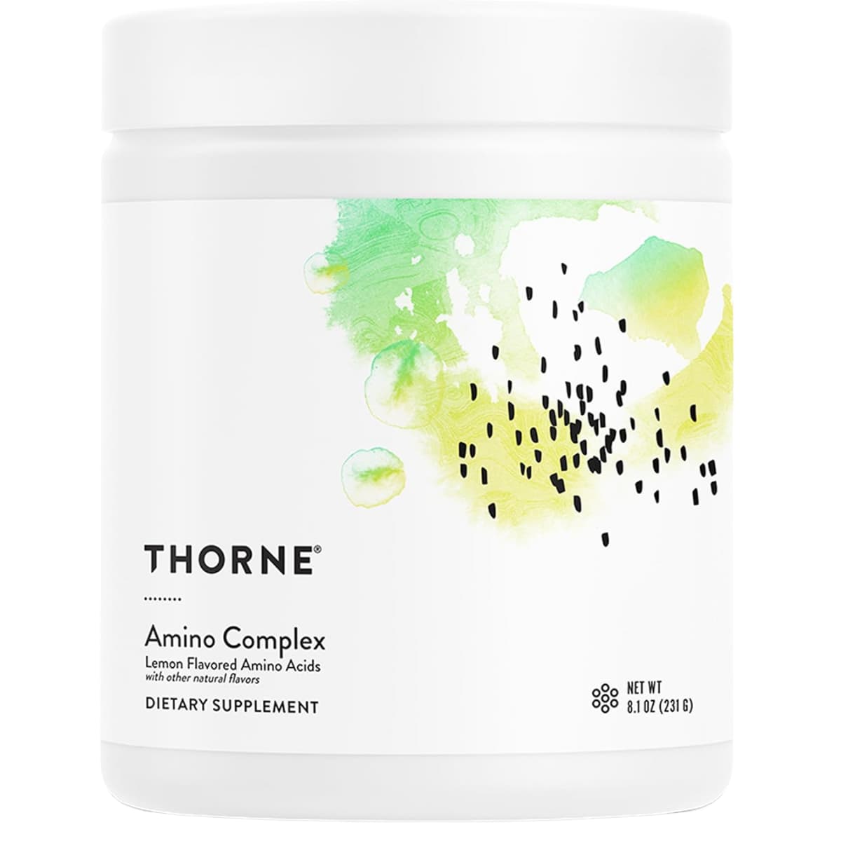 Frasco de suplemento Thorne Complejo de Aminoácidos sabor limón 30 porciones polvo