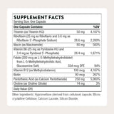 Tabla nutricional del suplemento Thorne Complejo B para el Estrés 60 cápsulas