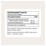 Tabla nutricional del suplemento THORNE Glucosamina y Condroitina 90 cápsulas