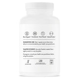 Etiqueta posterior de THORNE Magnesio CitraMate con modo de uso sugerido, advertencias y sellos del producto.