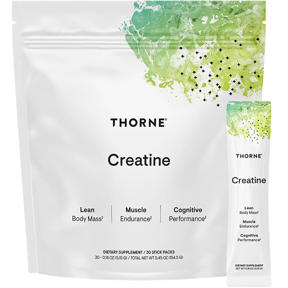 Bolsa de suplemento Thorne Monohidrato de Creatina sin sabor 30 paquetes individuales