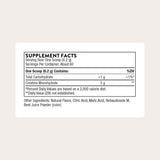Tabla nutricional del suplemento Thorne Monohidrato de Creatina sabor Fresa 372 g