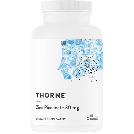 Frasco de suplemento Thorne Picolinato de Zinc 30 mg 180 cápsulas