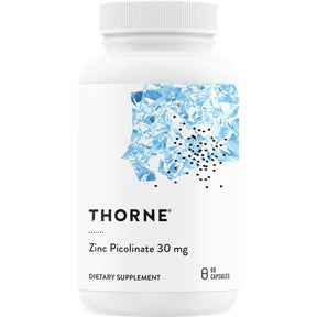 Frasco de suplemento Thorne Picolinato de Zinc 30 mg 60 cápsulas