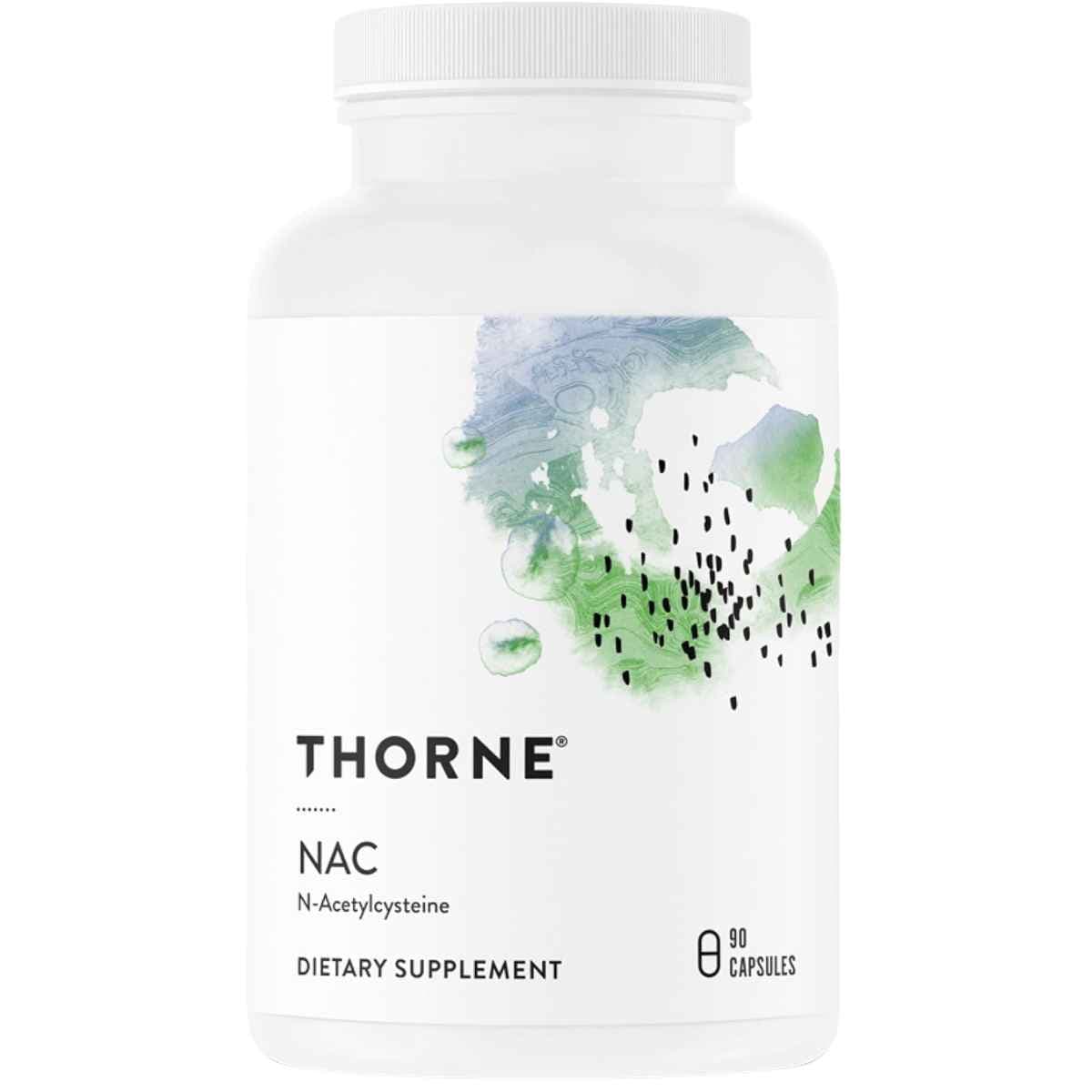 Frasco de suplemento Thorne Research N-Acetilcisteína 90 cápsulas