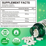 Tabla nutricional del suplemento TKTAIKER NAD+ 2000 mg 120 cápsulas