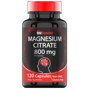 Frasco de suplemento TNVitamins Citrato de Magnesio 120 Cápsulas
