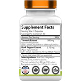 Tabla nutricional del suplemento TNVitamins Extracto de Cúrcuma 3000 mg 120 cápsulas