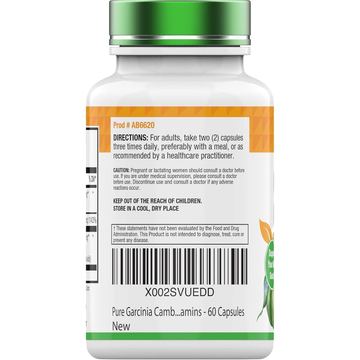 Tabla nutricional del suplemento tnvitamins Garcinia Cambogia 60 cápsulas
