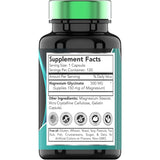 Tabla nutricional del suplemento tnvitamins Glicinato de Magnesio 500 mg 120 cápsulas