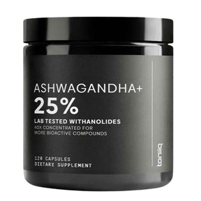 Frasco de suplemento Toniiq Ashwagandha 120 cápsulas