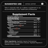 Tabla nutricional del suplemento Toniiq Cortisol Support 120 cápsulas