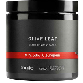 Frasco de suplemento Toniiq Extracto de Hoja de Olivo 120 cápsulas
