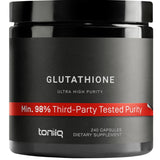 Frasco de suplemento Toniiq L-Glutatión 1000 mg 240 cápsulas